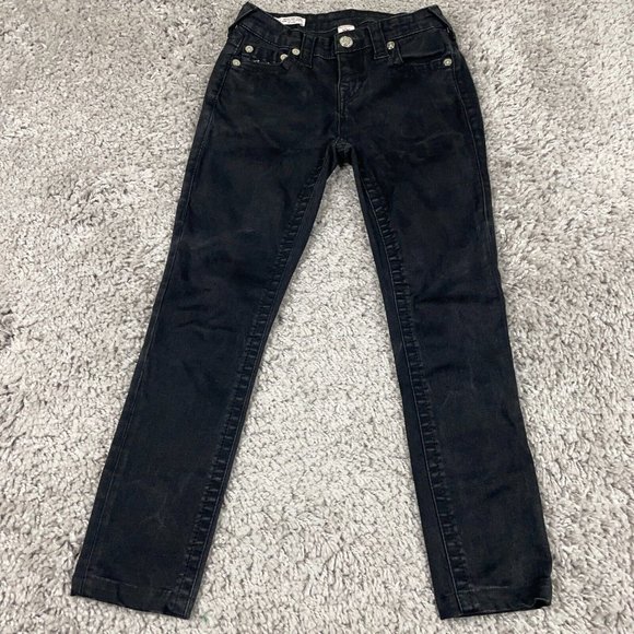 True Religion Halle Jeans Womens Sz 26 (Actual 24x23) Black Skinny Stretch Denim - Picture 2 of 14